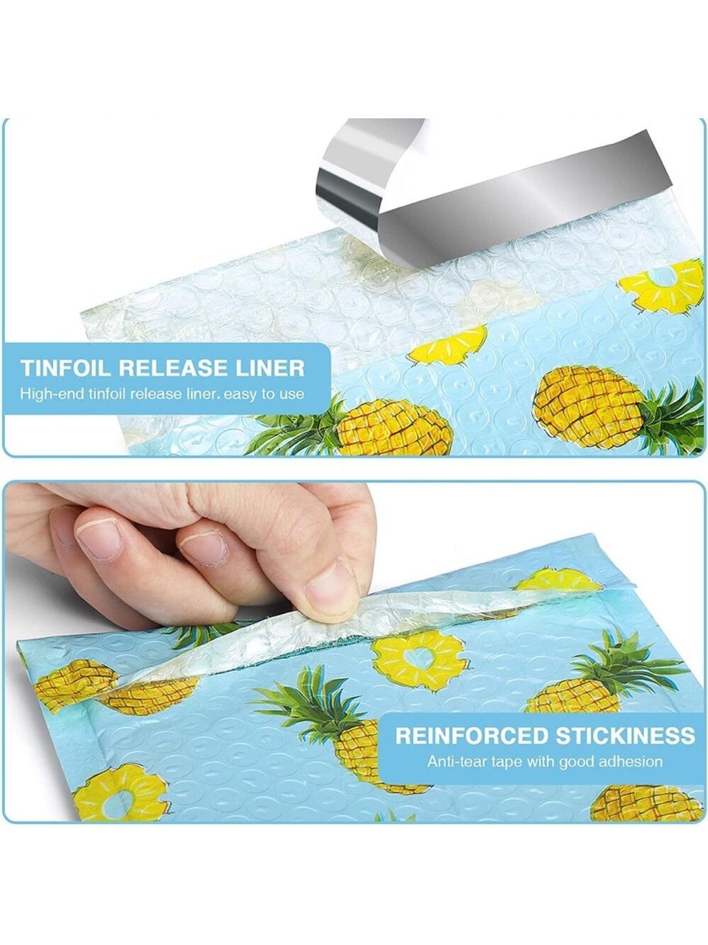 8 Count 8.5” X 12” Pineapple Bubble Mailers, Shipping Supplies, PRICE IS FIRM - Picture 4 of 5